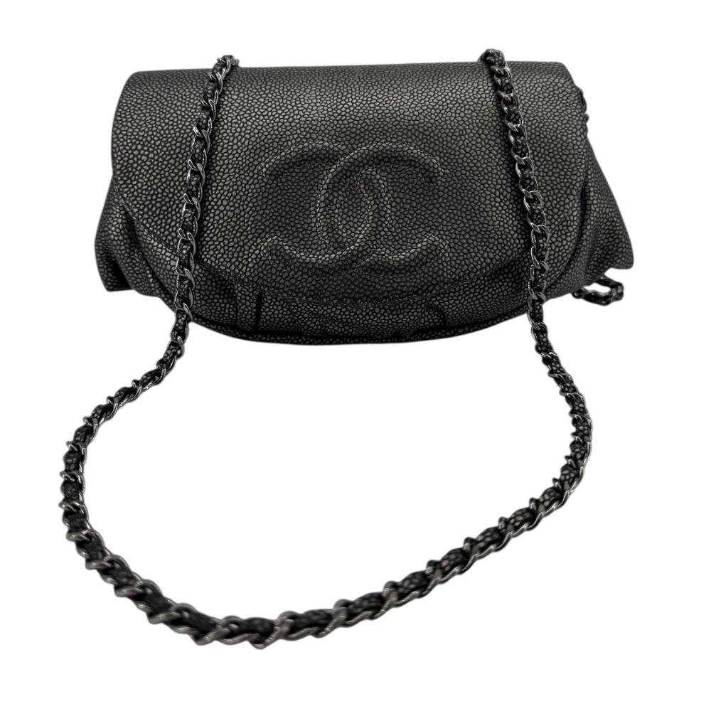 Chanel Wallet on Chain Double C Leather Crossbody Bag – Dark Metallic Black